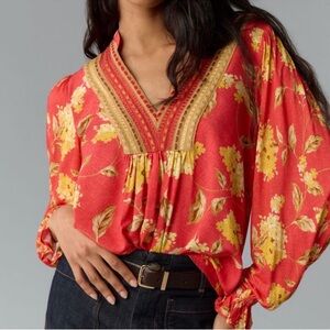 NWT Anthropologie Bl-nk “Stephanie” Long-Sleeve Bohemian Top | S